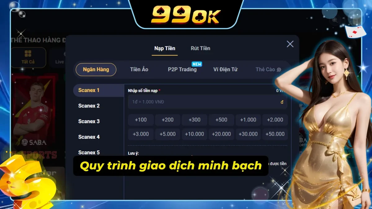 Quy trình giao dịch của sảnh thể thao 99ok vô cùng minh bạch